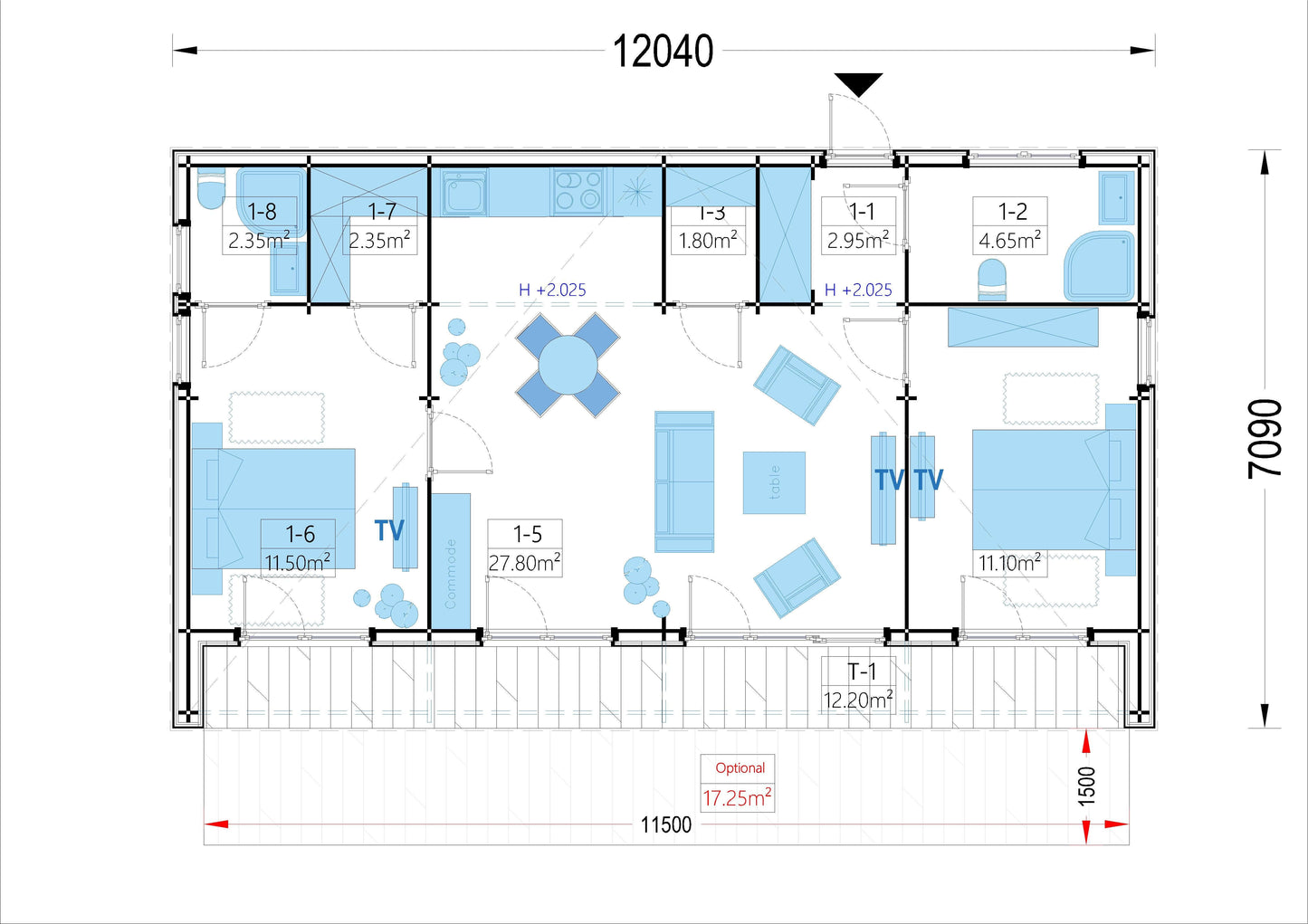 plano planta casa de madera AKAYA II
