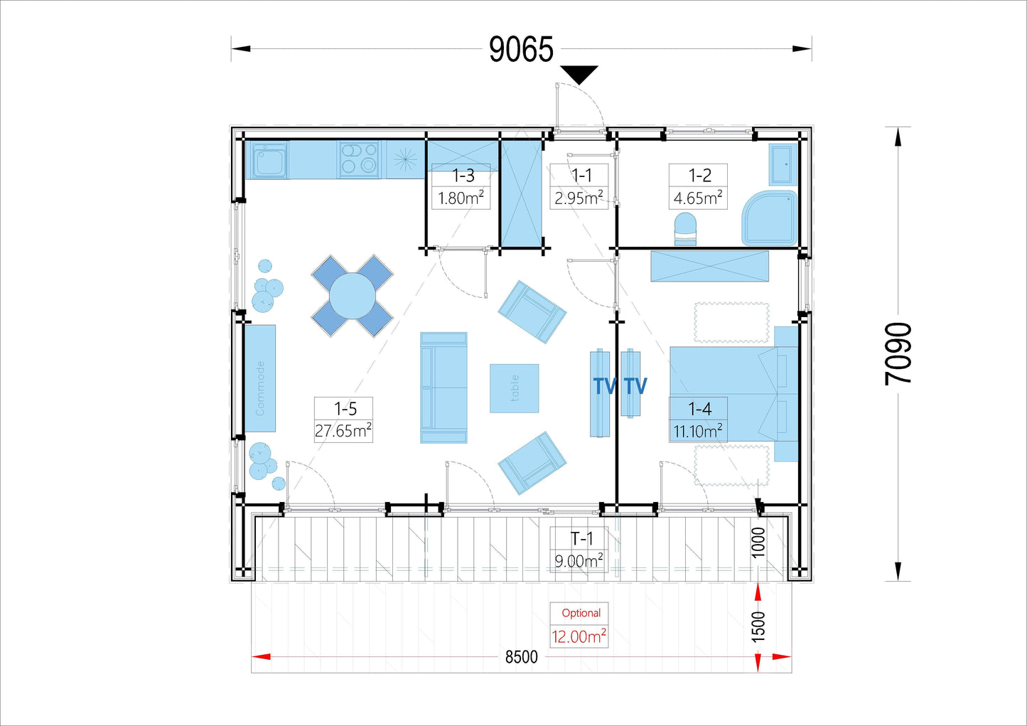 plano planta casa de madera AKAYA I