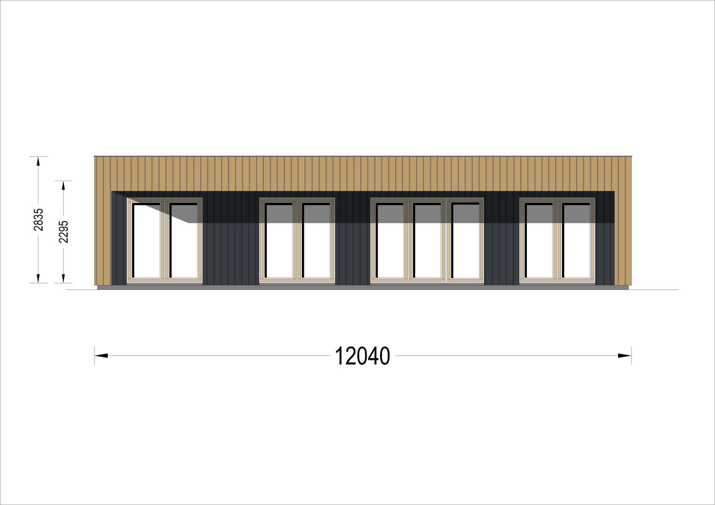 plano casa de madera AKAYA II trasera