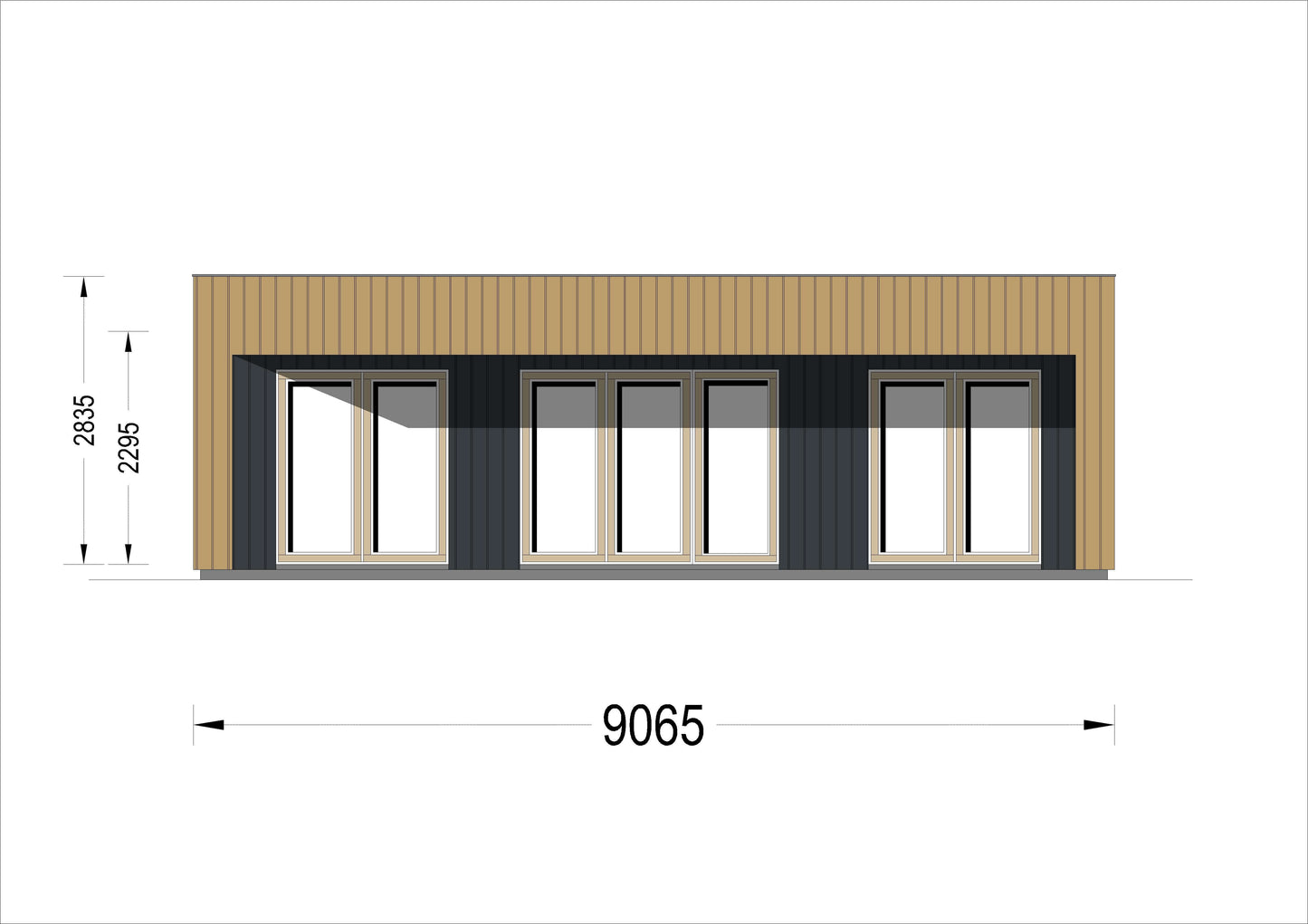 plano trasero casa de madera AKAYA I