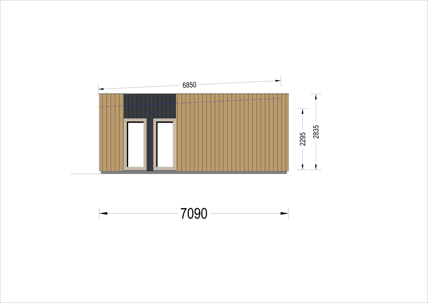 plano casa de madera AKAYA II lateral derecho