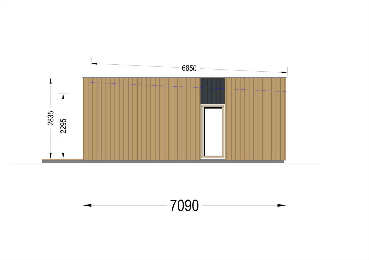 plano lateral izquierdo casa de madera AKAYA I