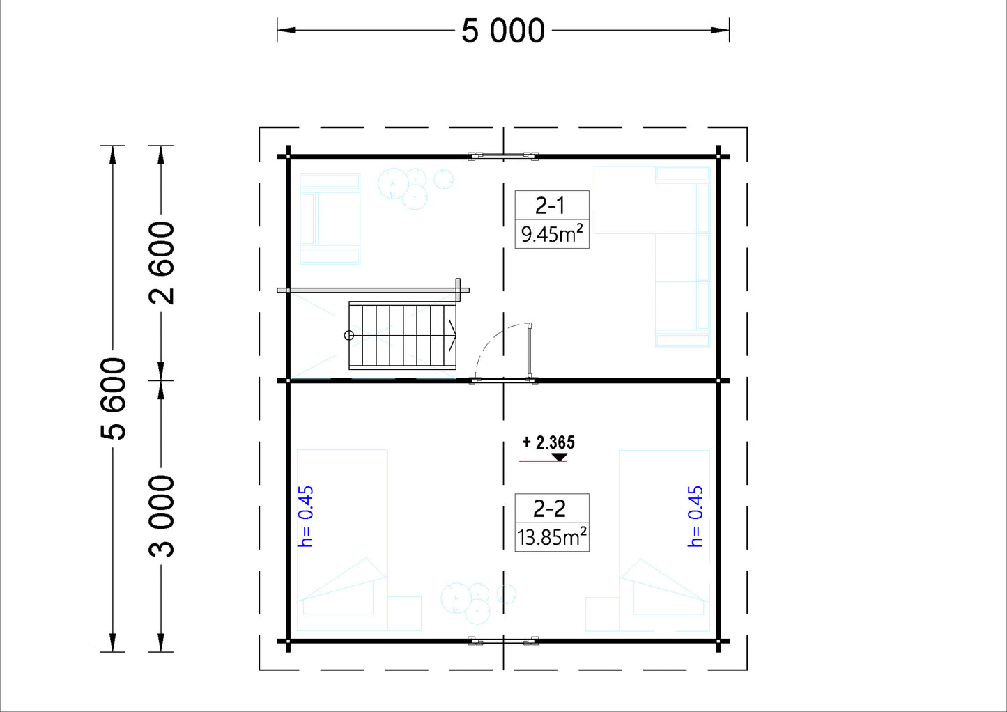 plano primera planta casa de madera ALDI