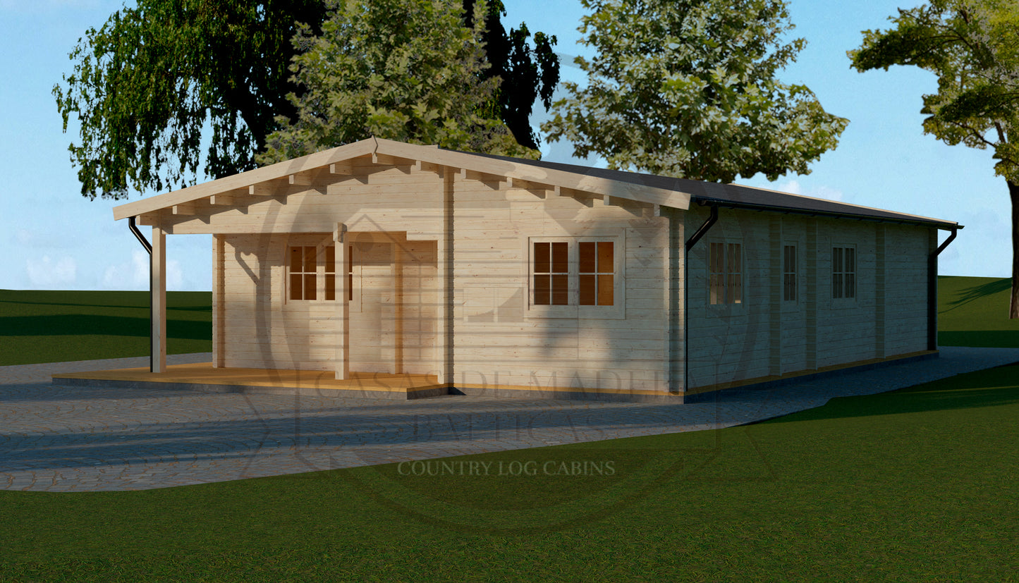 casa de madera MADRID trasera y lateral izquierdo