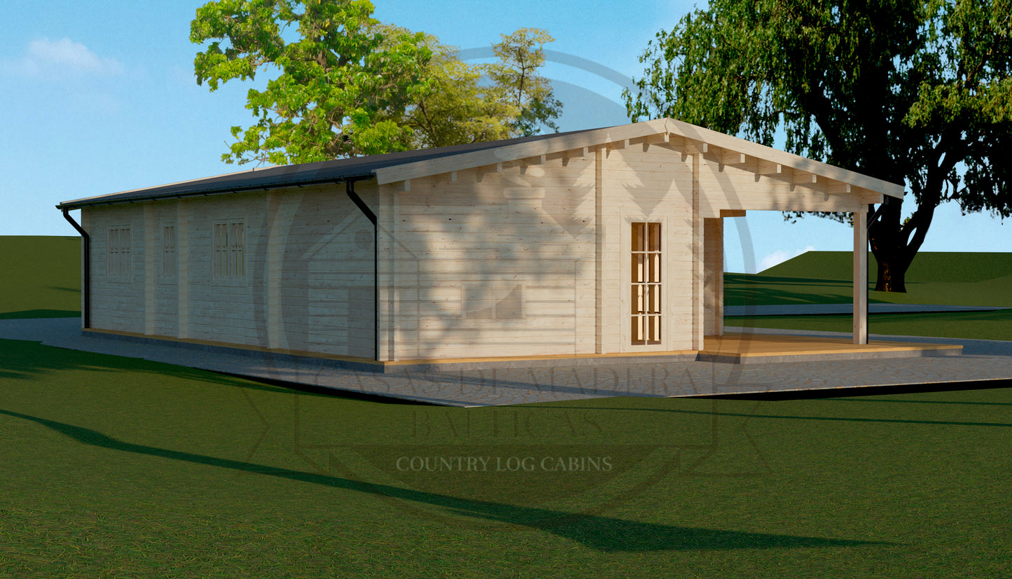 casa de madera MADRID trasera y lateral izquierdo