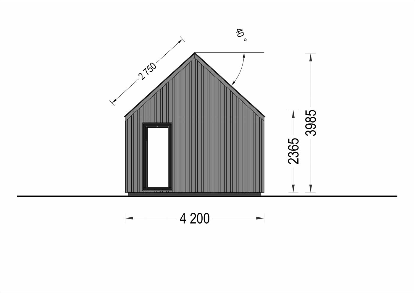 plano lateral izquierdo casa de madera ALADÍN