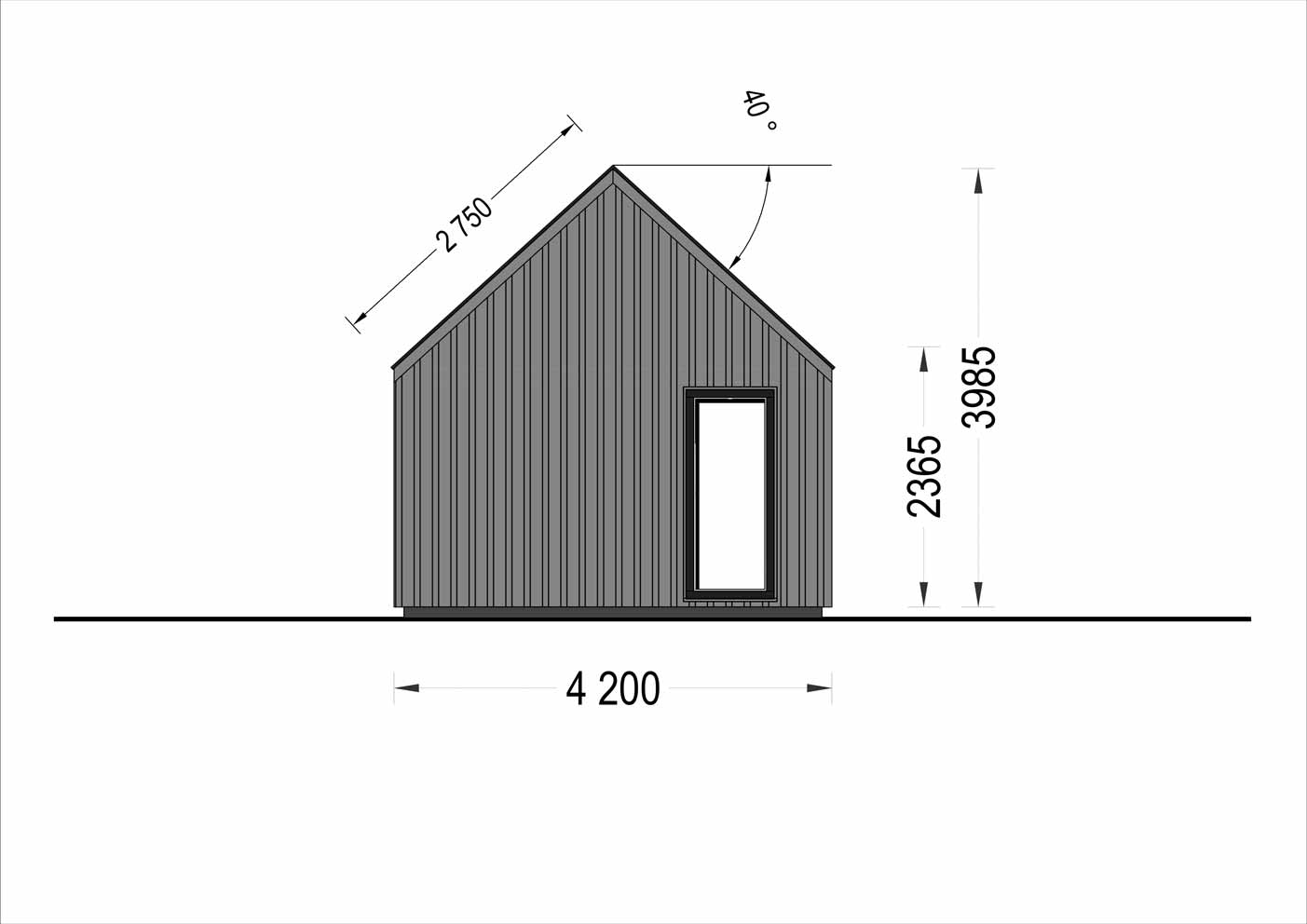 plano lateral derecho casa de madera ALADÍN