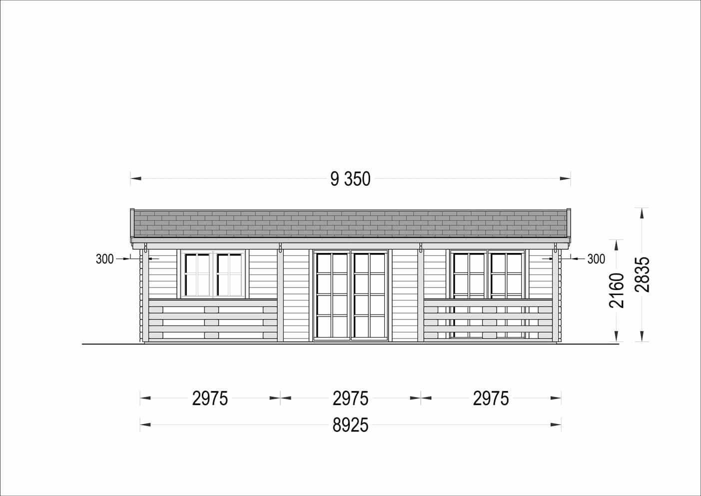 plano frontal casa de madera AMELIE