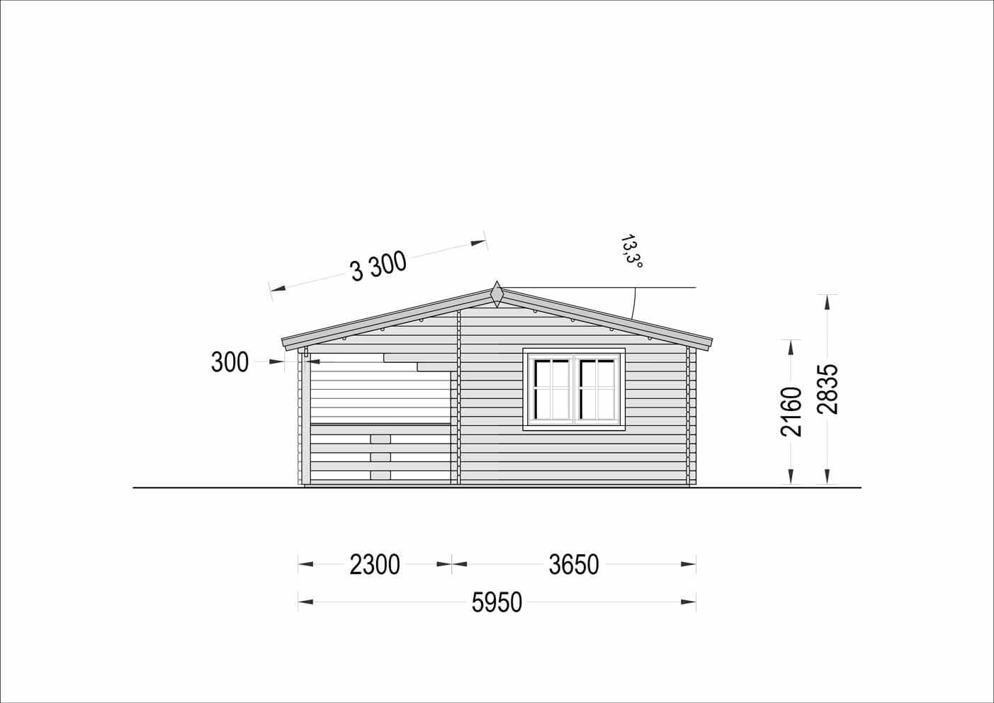 plano lateral derecho casa de madera AMELIE