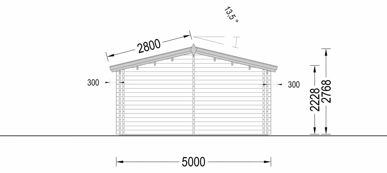 plano trasero casa de madera ARAGÓN