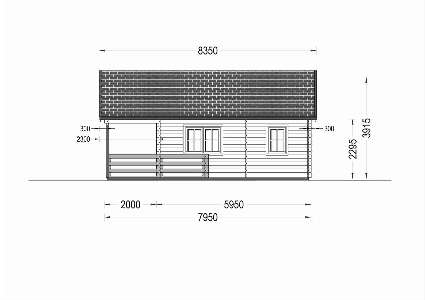 plano lateral derecho casa de madera ARGELIA