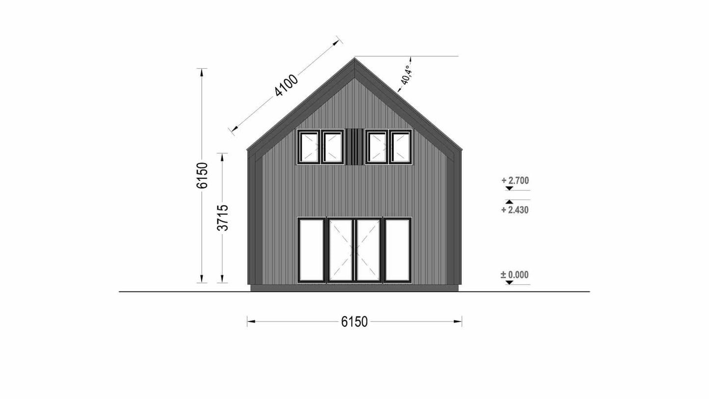 plano frontal casa de madera ASTRO
