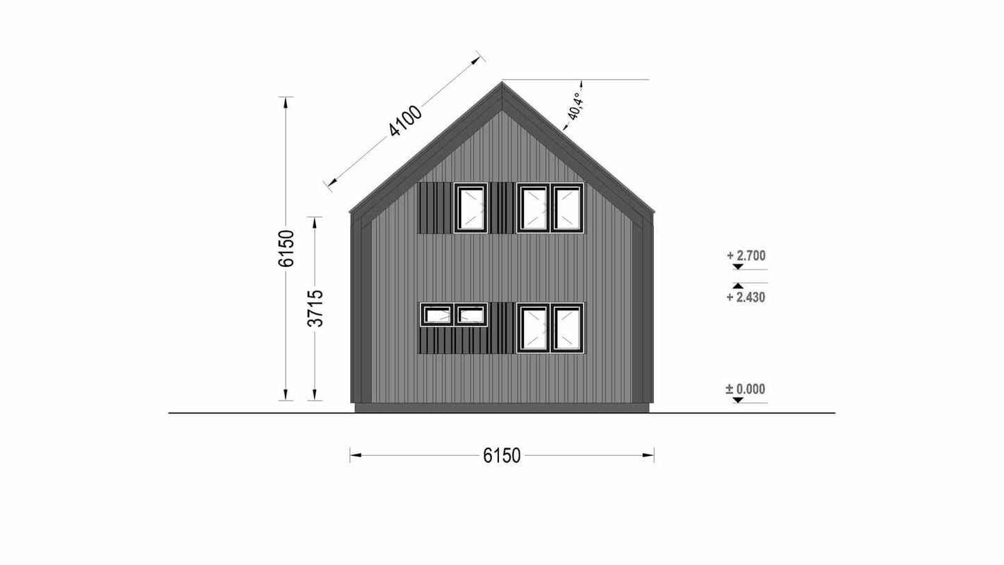 plano trasero casa de madera ASTRO