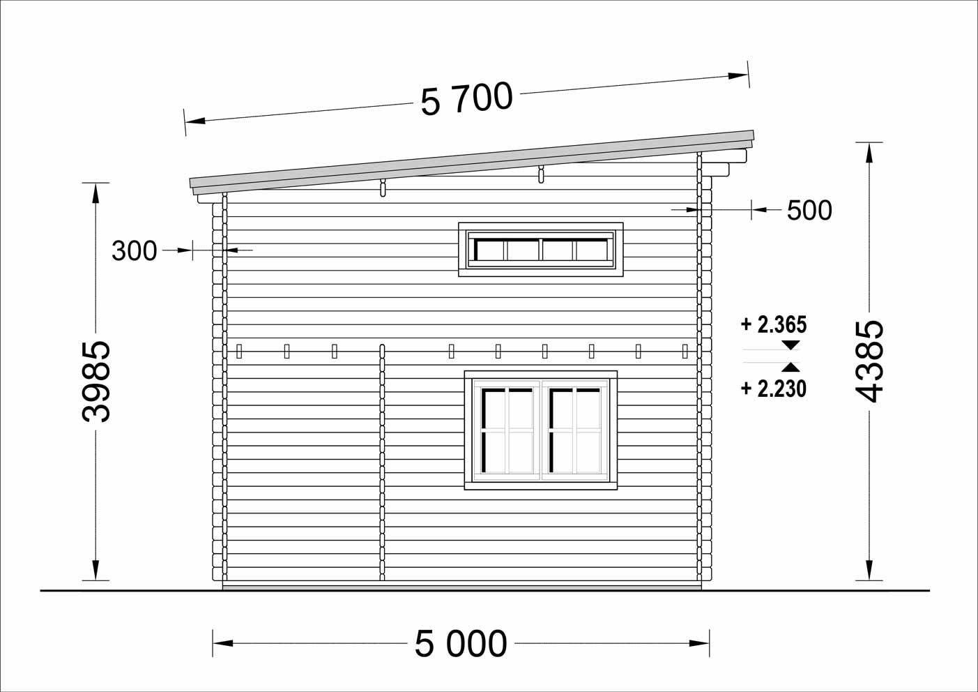 plano lateral izquierdo casa de madera AVIÓN TEJADO PLANO