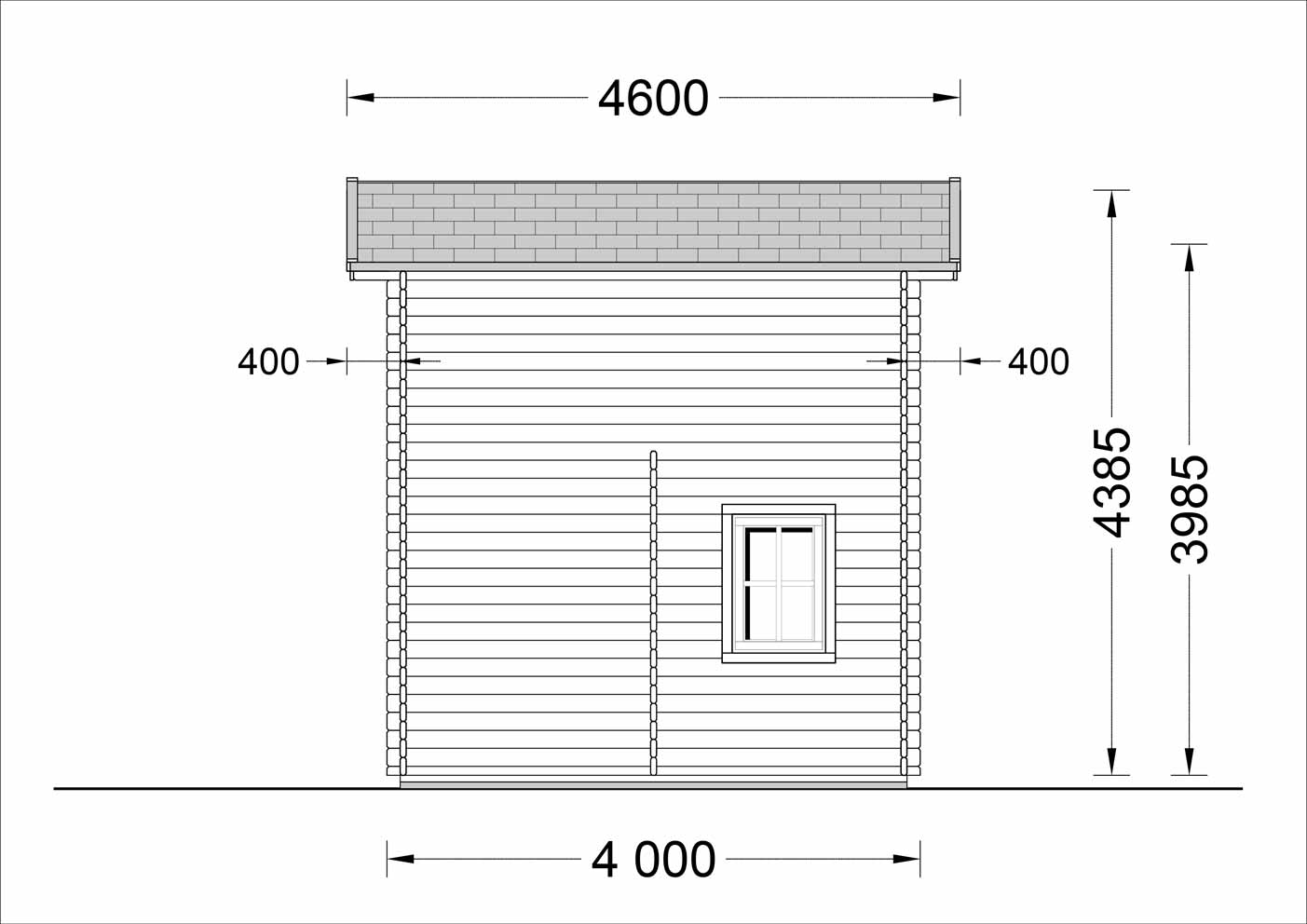 plano trasero casa de madera AVIÓN TEJADO PLANO