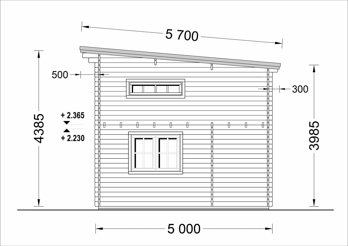 plano lateral derecho casa de madera AVIÓN TEJADO PLANO