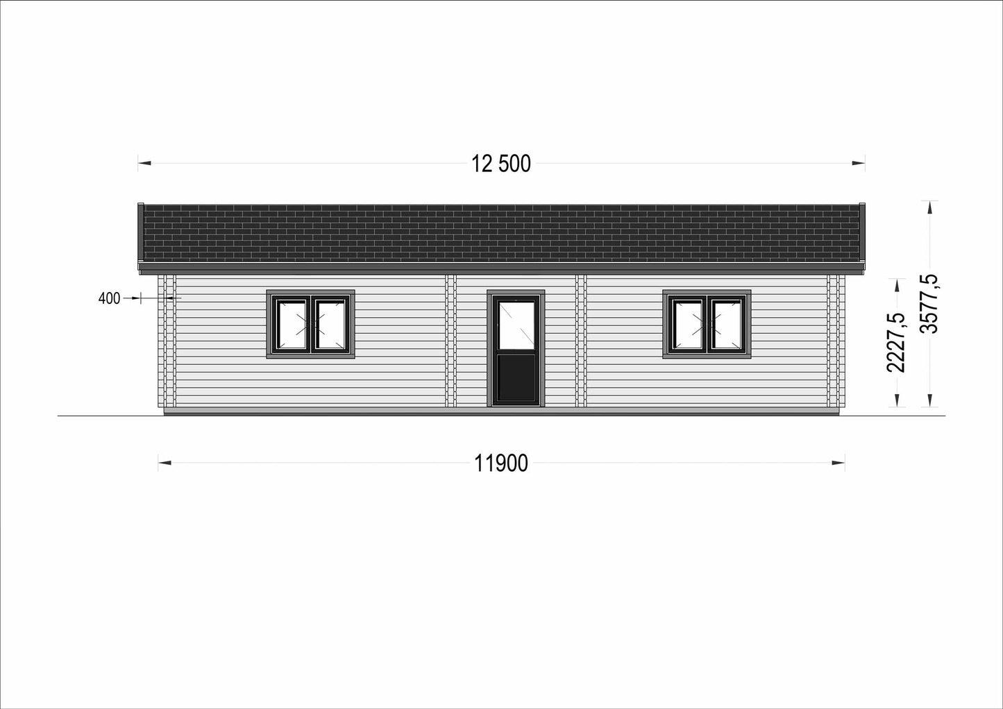 plano frontal casa de madera CÁNICA