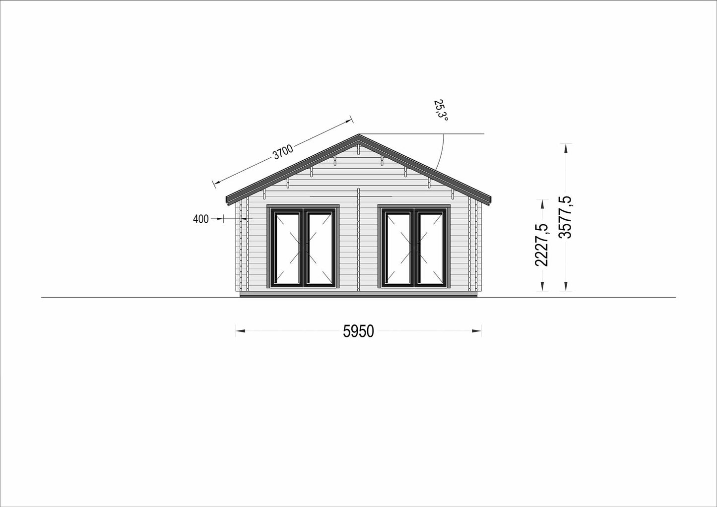 plano lateral izquierdo casa de madera CÁNICA