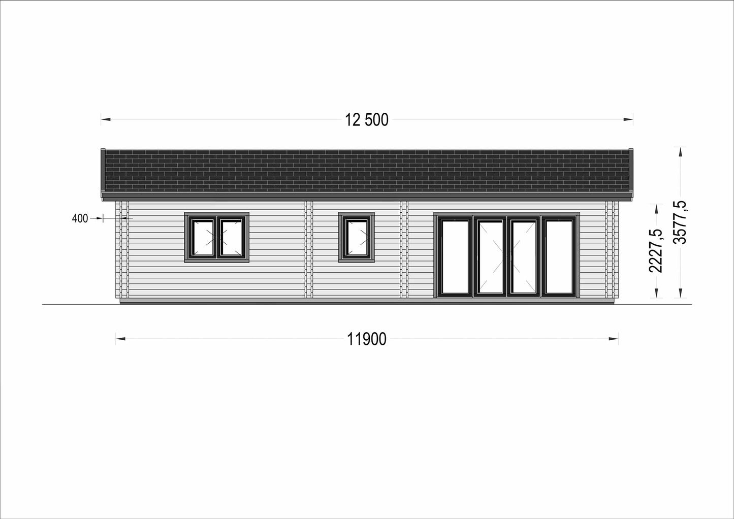 plano trasero casa de madera CÁNICA
