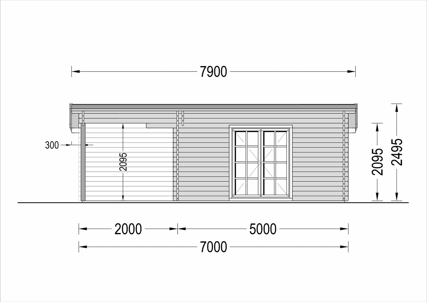 plano frontal casa de madera CARLOS