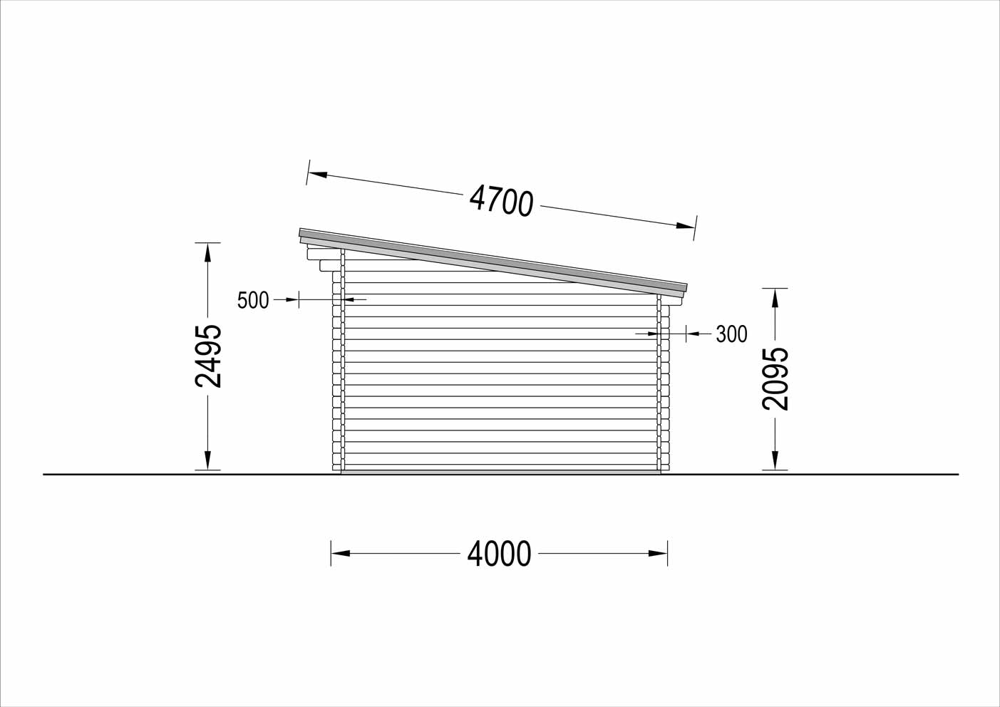 plano lateral derecho casa de madera CARLOS