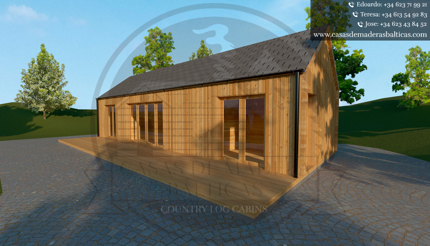 casa de madera ALADÍN trasera y lateral izquierdo