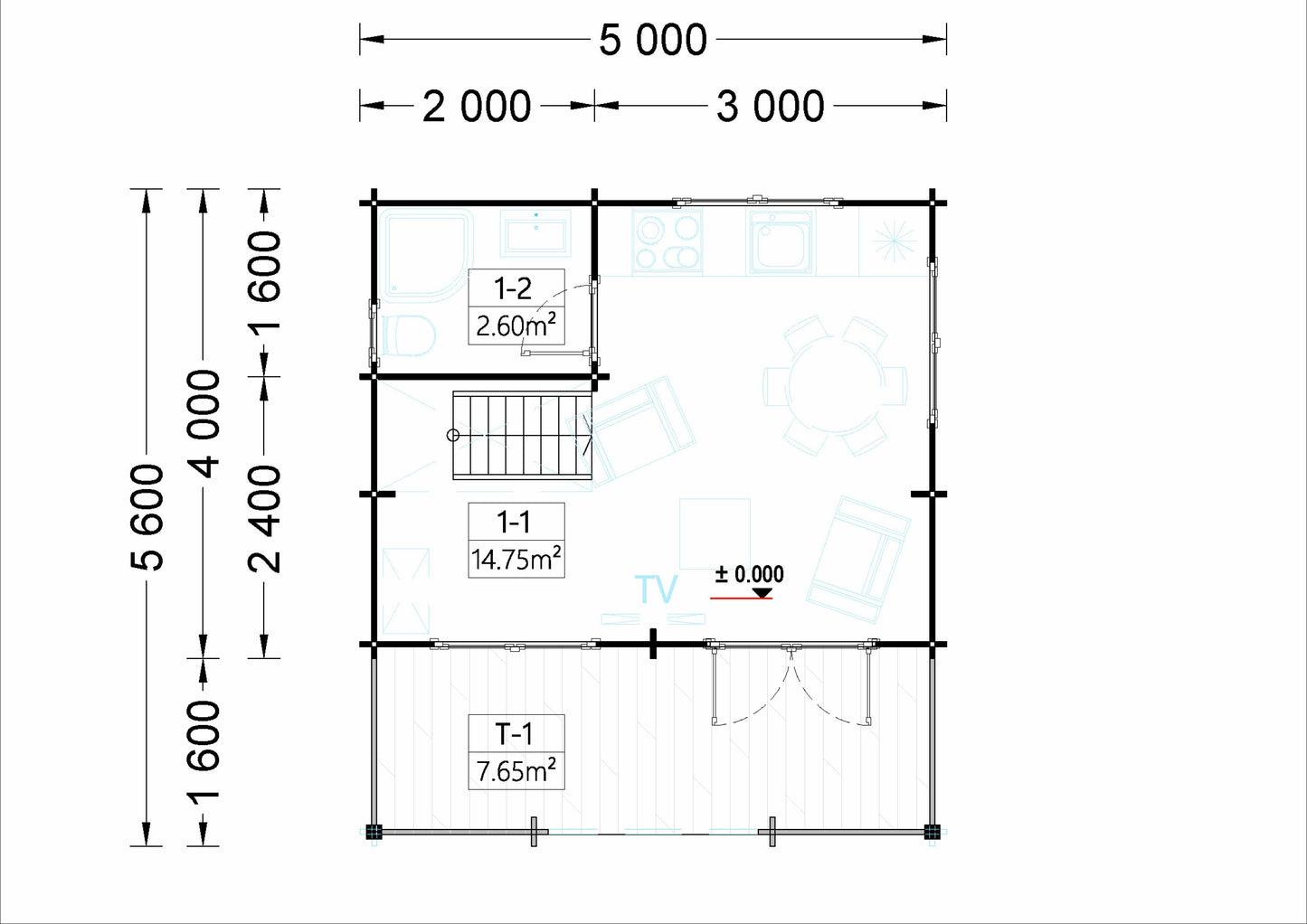 plano planta baja casa de madera ALDI
