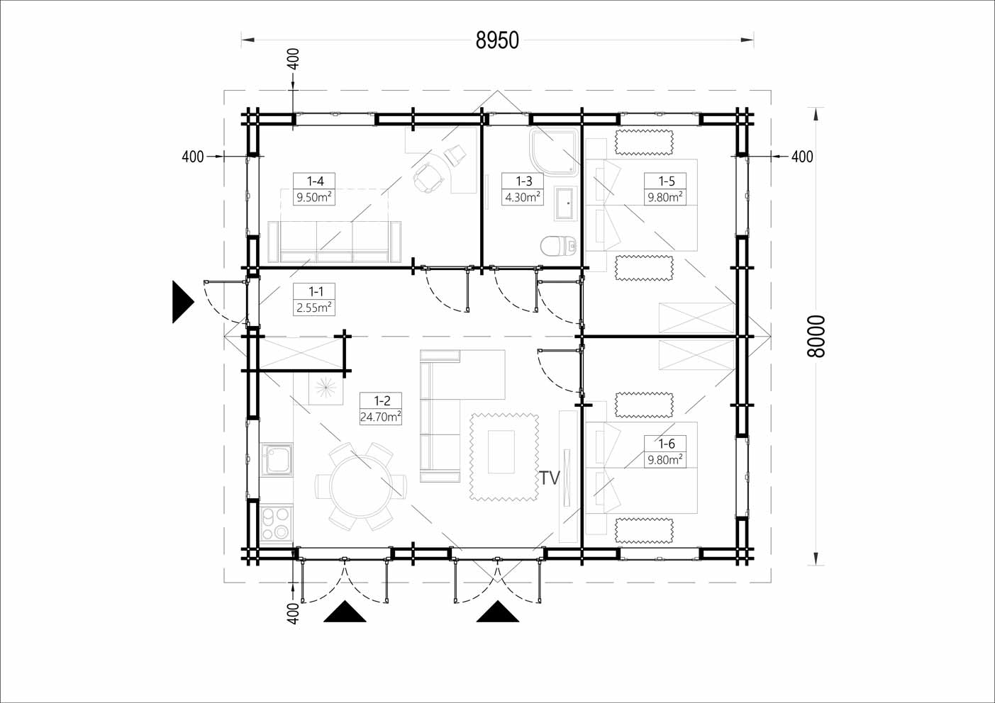 plano planta casa de madera INMA