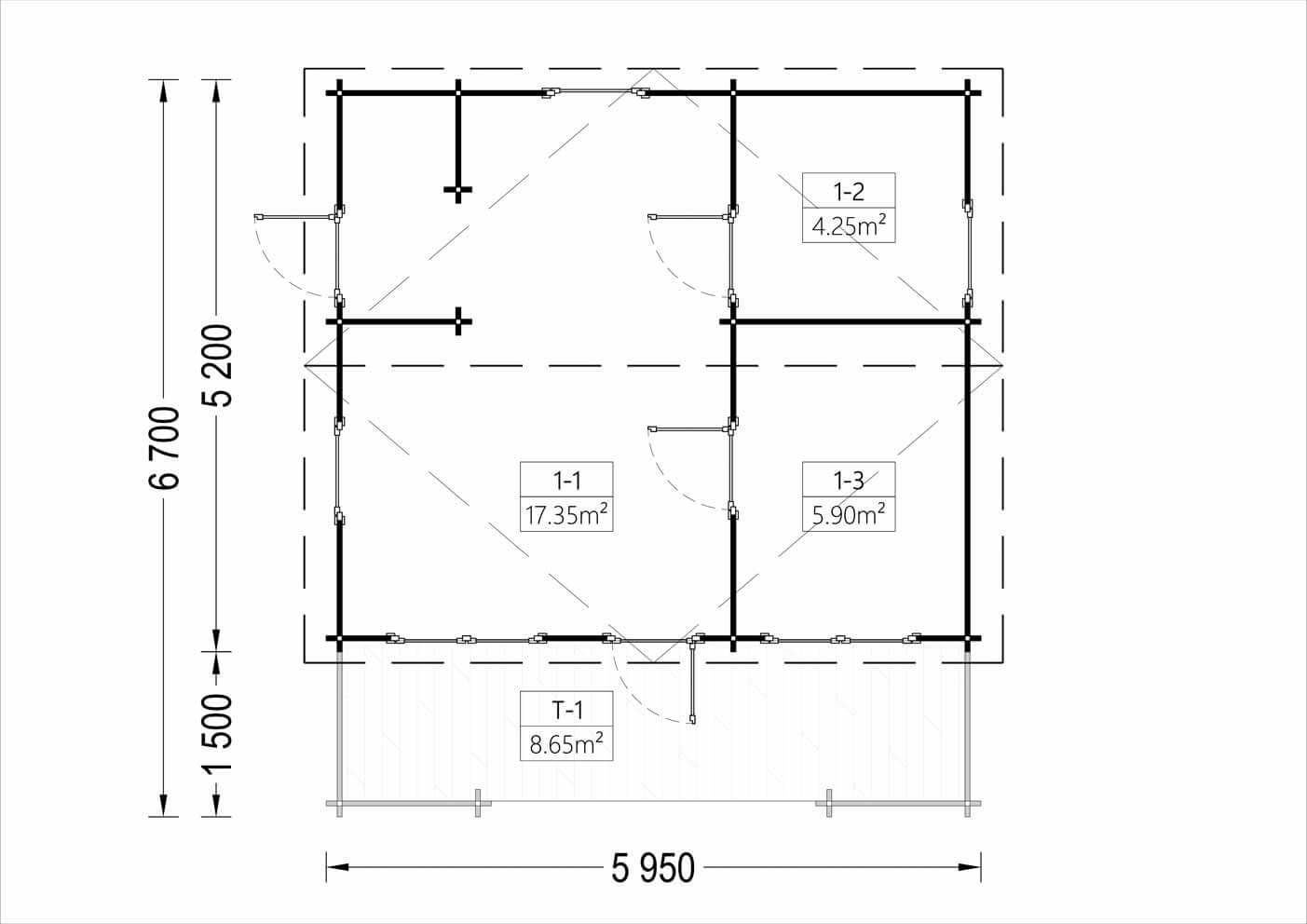 plano planta casa de madera CÉNIT