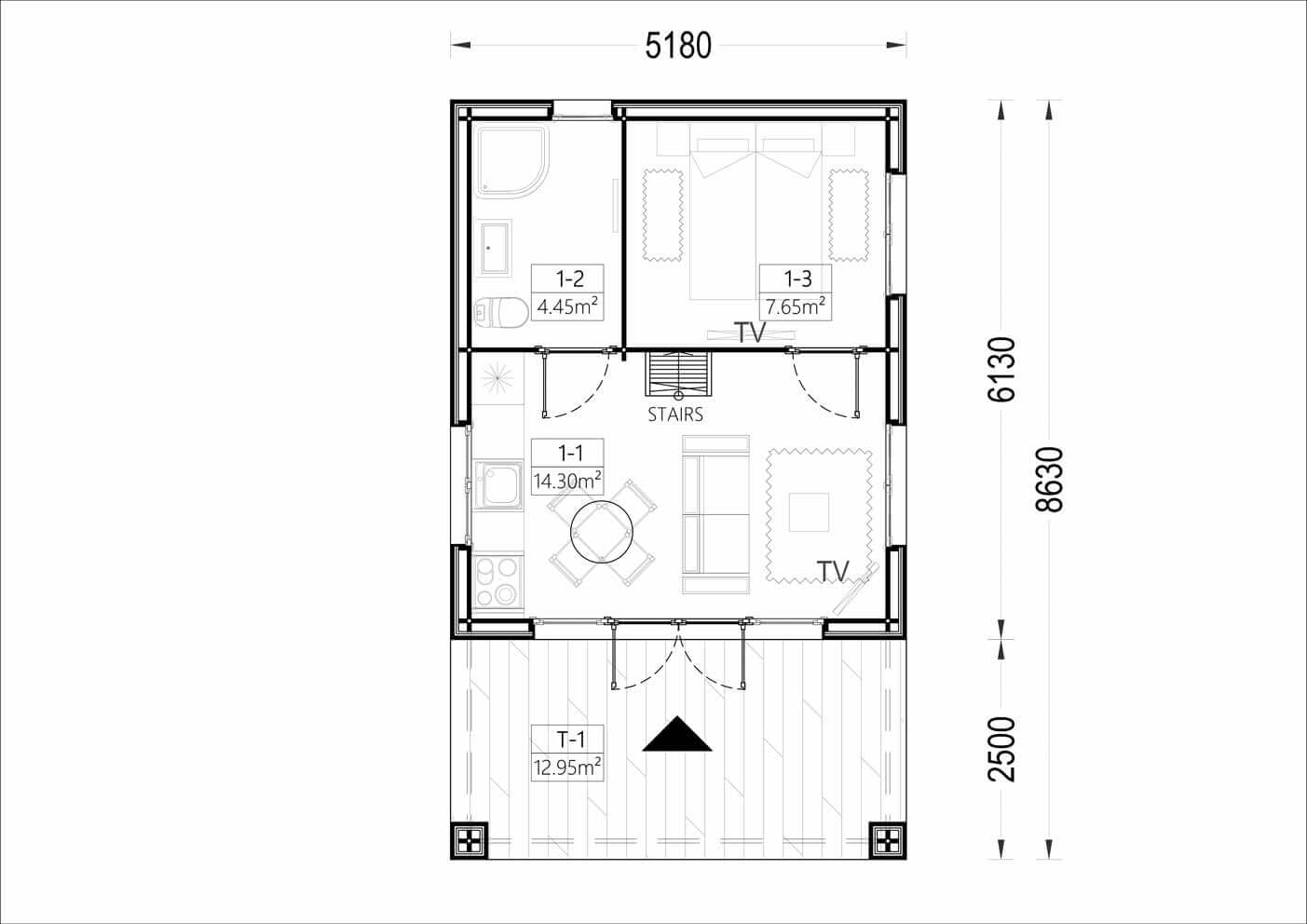 plano planta casa de madera GATHA planta baja