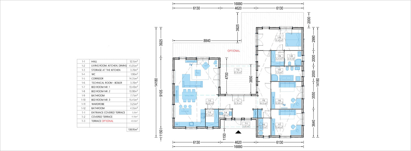 plano planta casa de madera HACHE