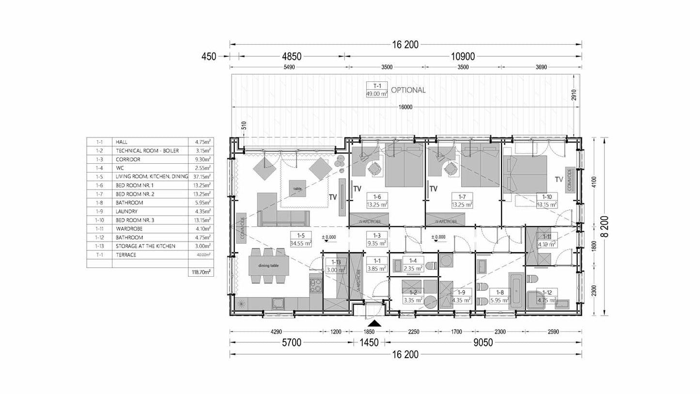 plano planta casa de madera IBIZA