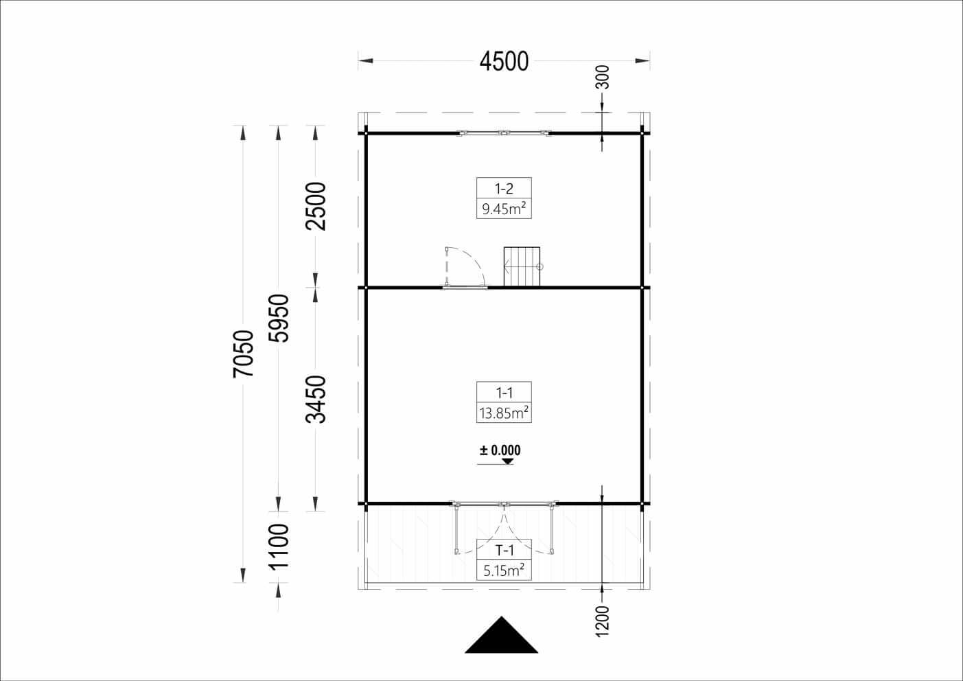 plano planta baja casa de madera INDI