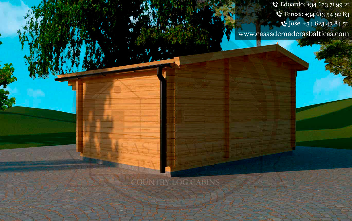 casa de madera KINGSTON trasera y lateral derecho