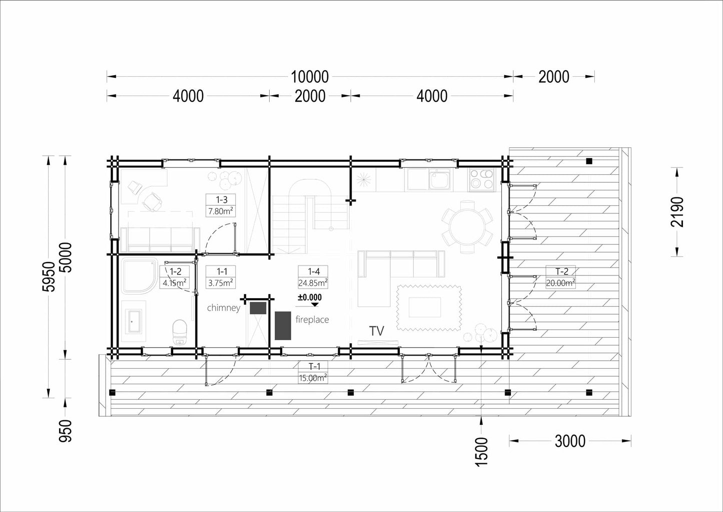 plano planta baja casa de madera LAURA