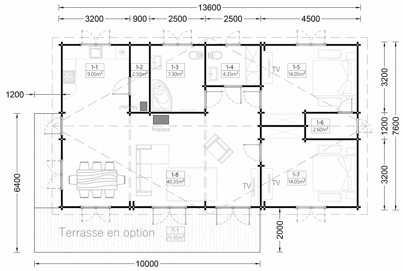 plano planta casa de madera LEMOND