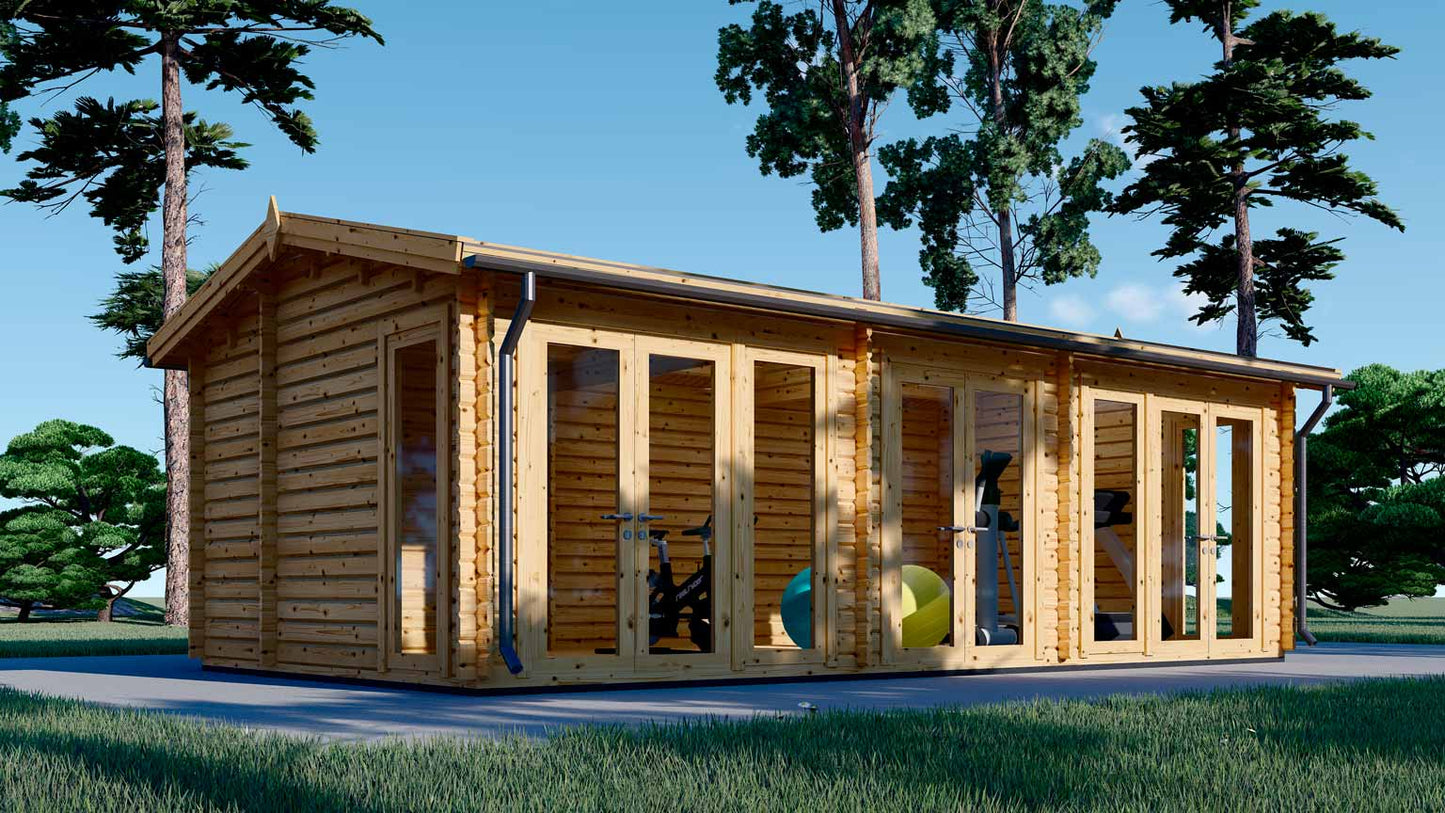 casa de madera MAX frontal y lateral izquierdo