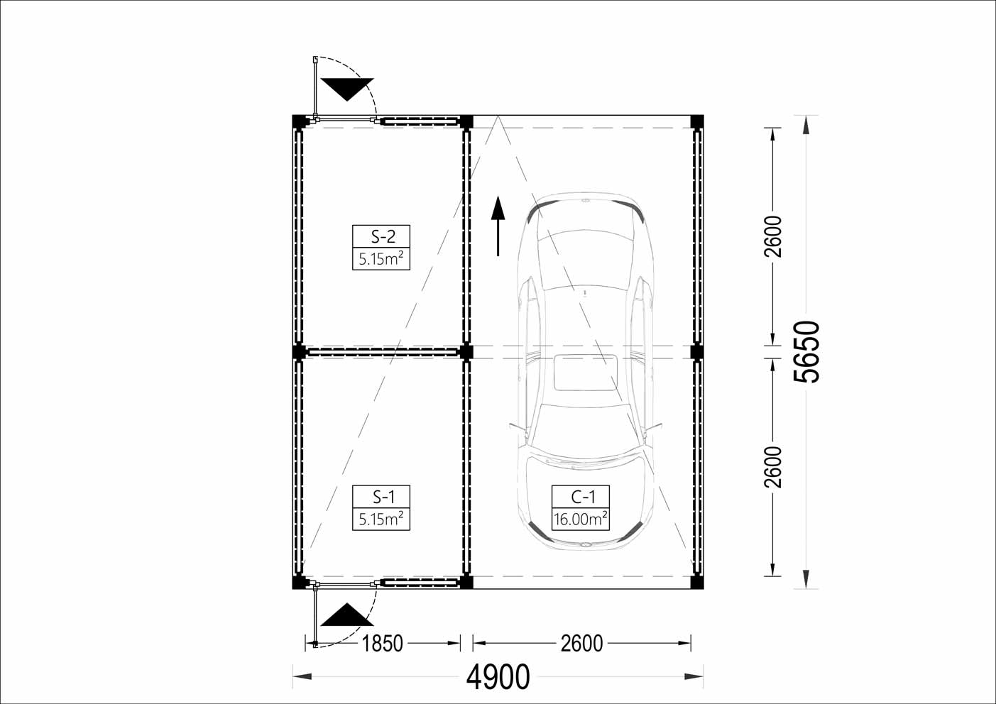 Plano planta Garaje de madera prefabricado PÉRGOLA MOON PLUS TP