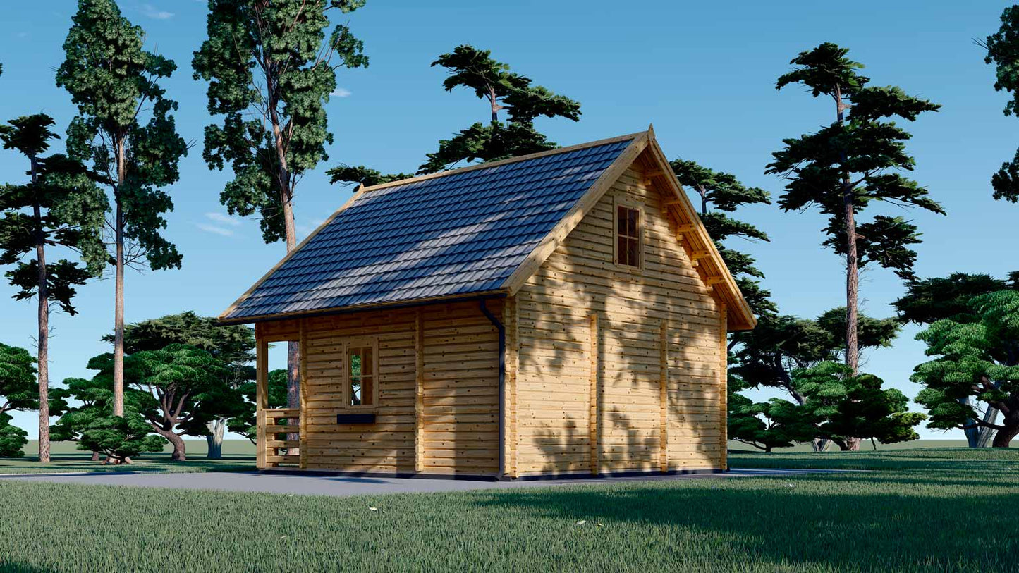 casa de madera NED trasera y lateral derecho
