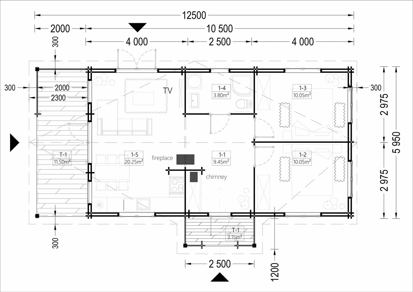 plano planta casa de madera NEPTUNO