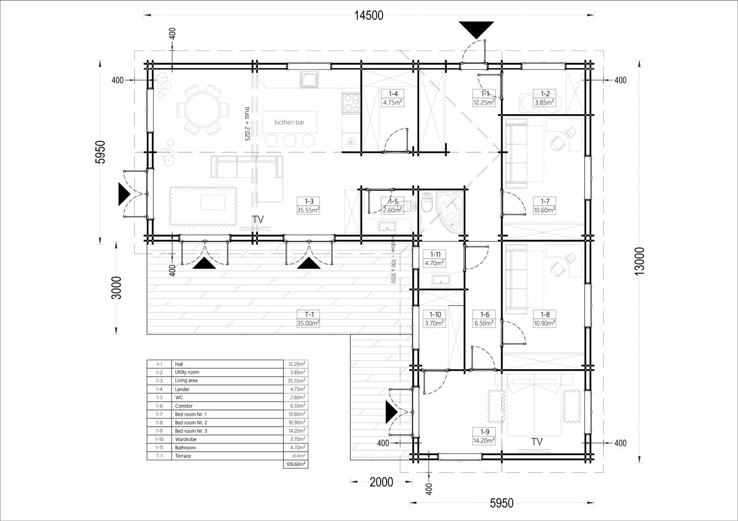 plano planta casa de madera PODIUM