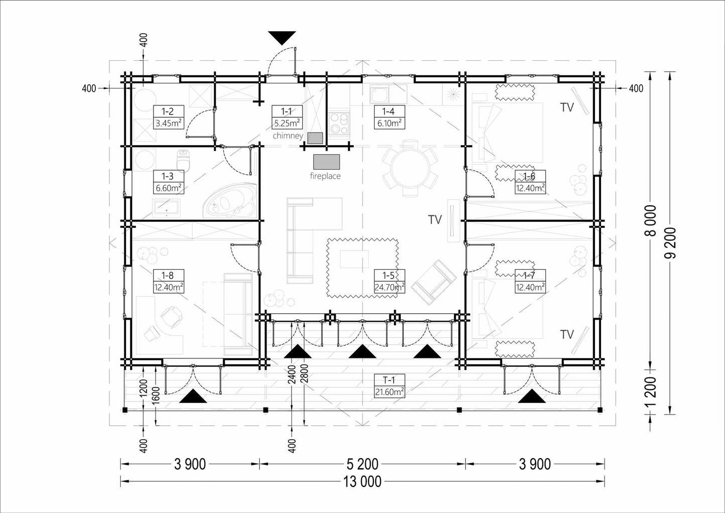 plano planta casa de madera RIVER