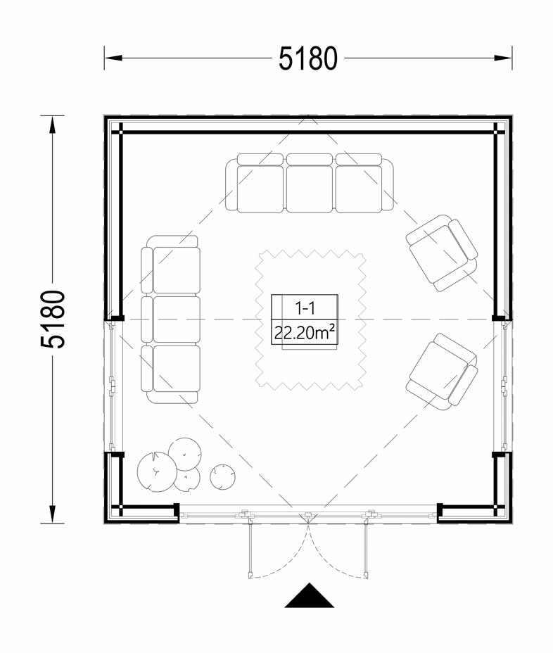 plano planta casa de madera TISCAR