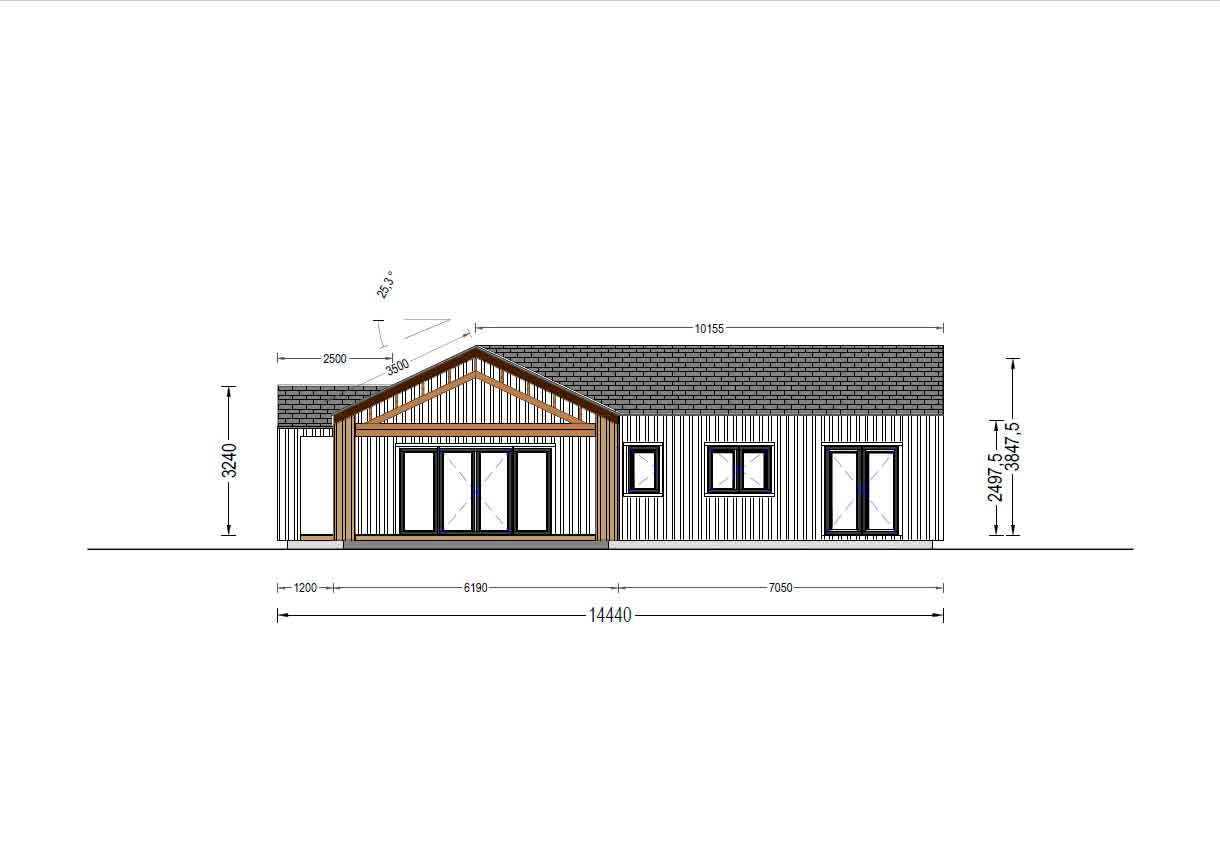 plano frontal casa de madera TERESA