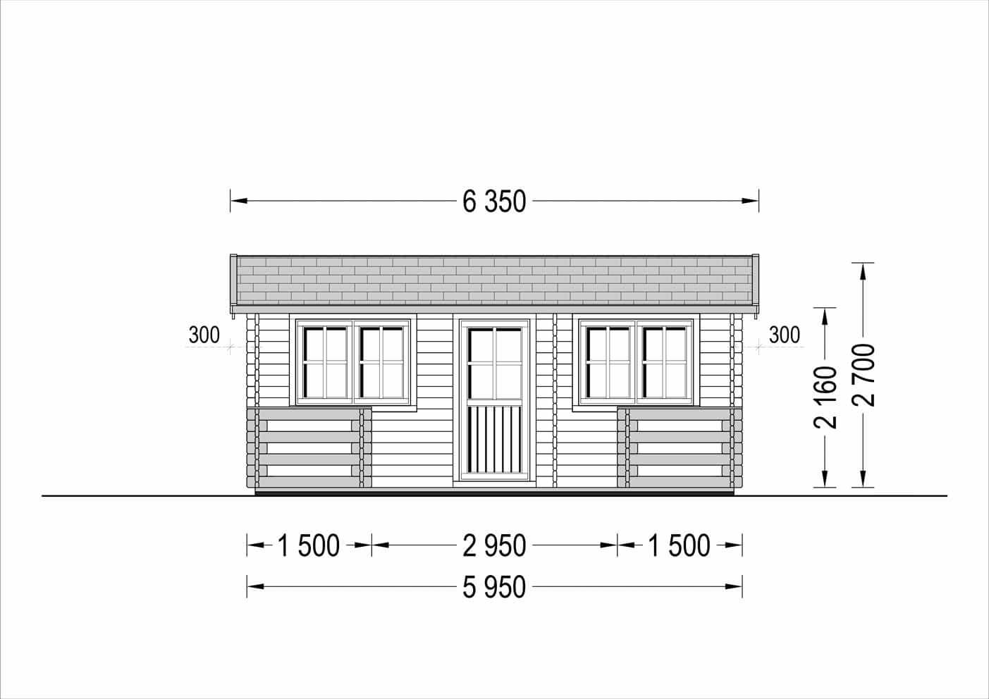 plano frontal casa de madera CÉNIT