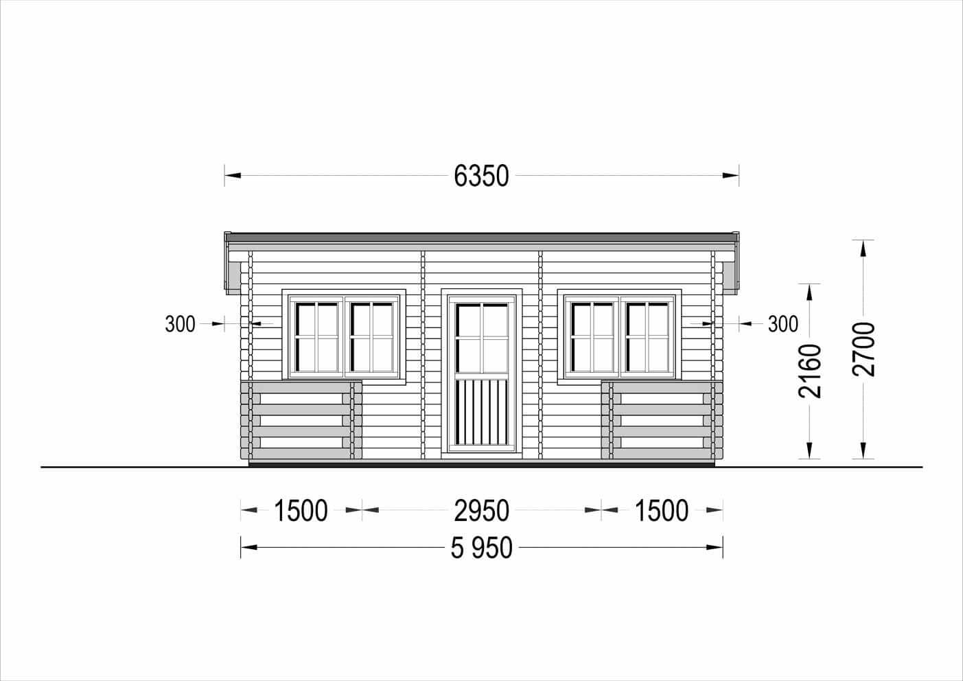 plano frontal casa de madera CÉNIT TEJADO PLANO