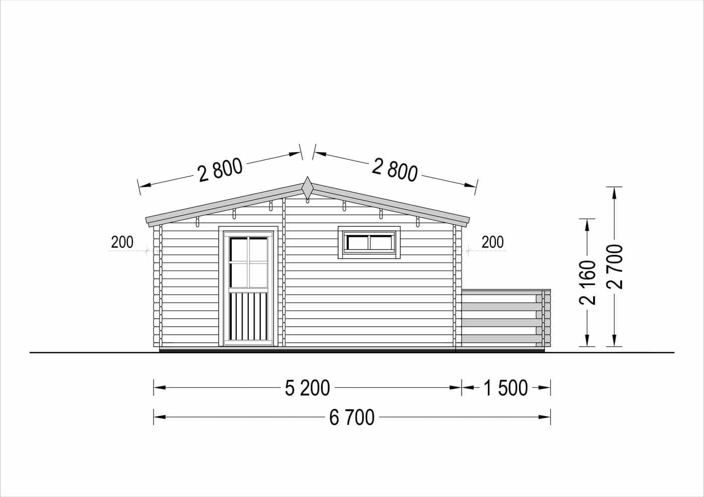 plano lateral izquierdo casa de madera CÉNIT