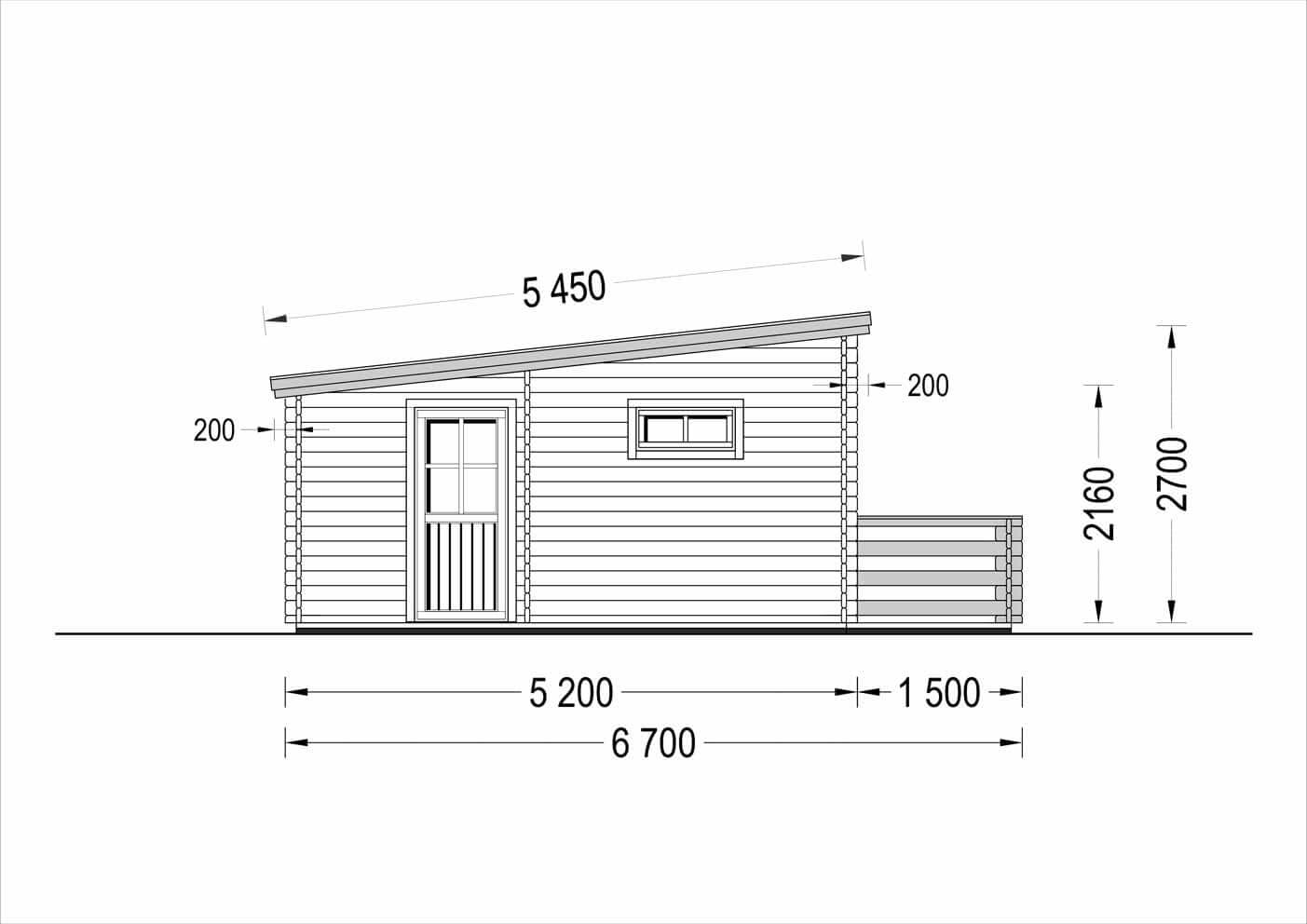 plano lateral izquierdo casa de madera CÉNIT TEJADO PLANO