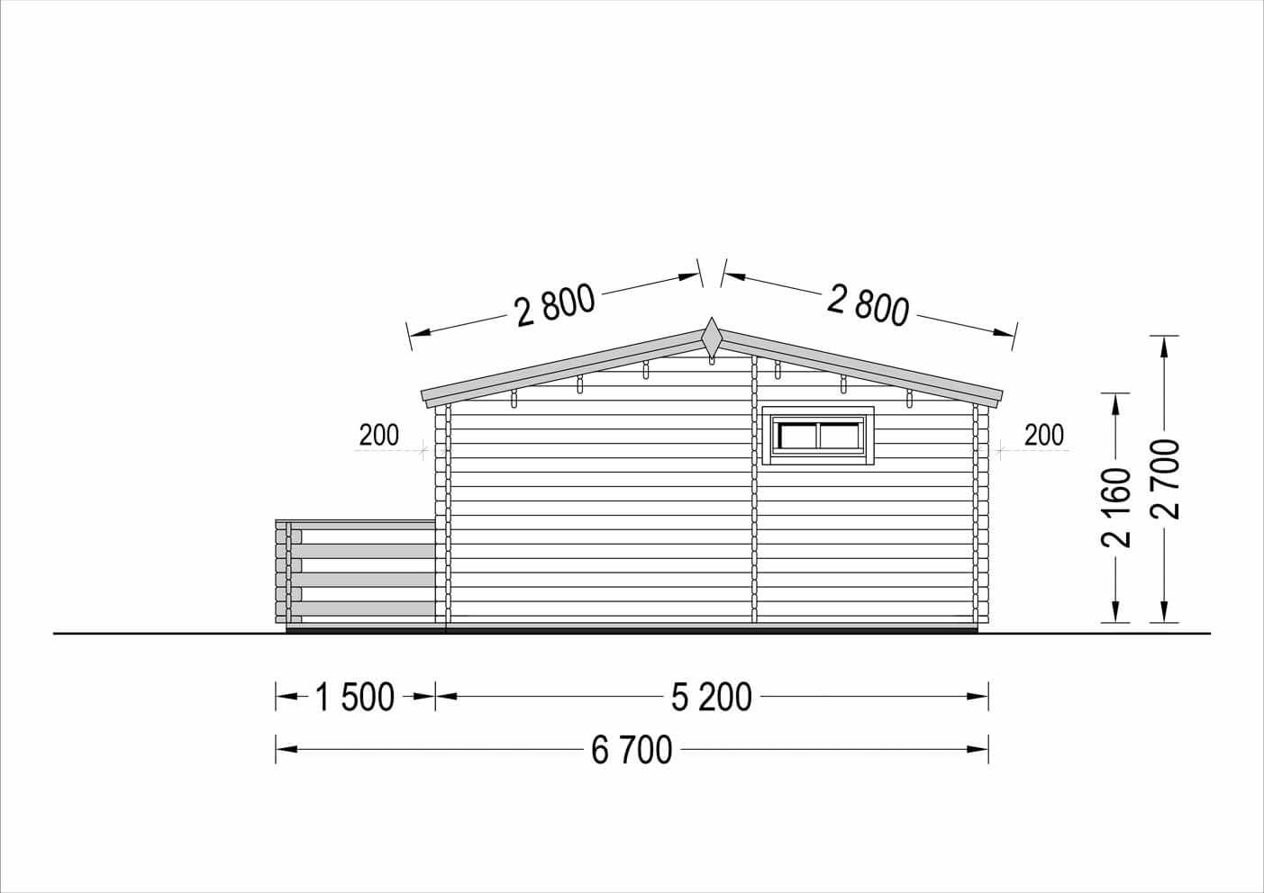 plano lateral derecho casa de madera CÉNIT