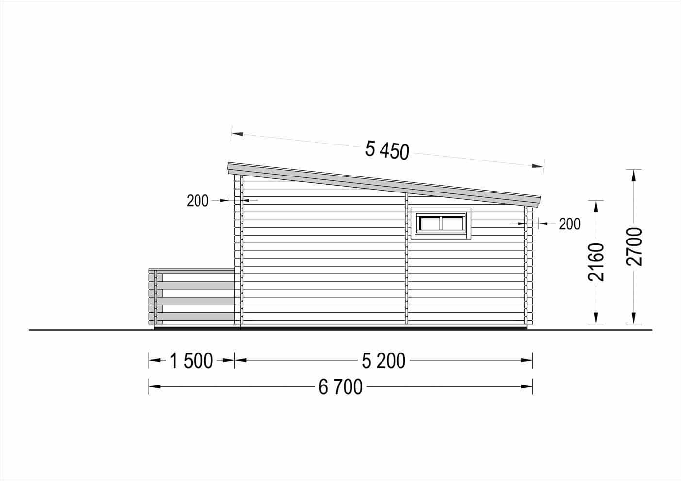 plano lateral derecho casa de madera CÉNIT TEJADO PLANO